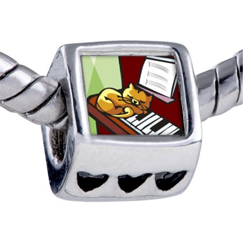 Pandora Style Bead Music Piano Cat Photo Heart European Charm Beads Fits Pandora Bracelet