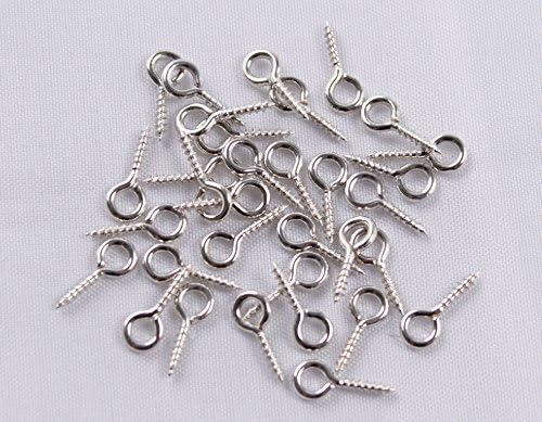 100pcs Silver Tone Screw Eyes Pin Findings for Clay Jewelry, Resin, Bead, Plastic Size 12 Mm X Hoop 5 Mm (Screw Eyes Pin 12x5mm Silver)