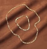 Men's 2-Pc. 14K Gold / Sterling Silver Figaro Necklace and Bracelet