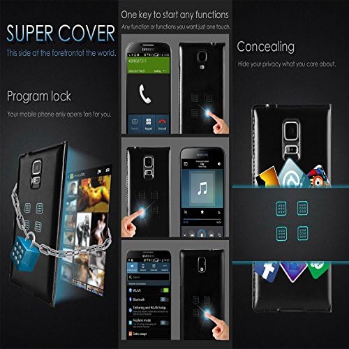 Privacy Protective Design Leather Case for Samsung Galaxy Note 3 S4 S5 Smart Privacy Protective Case for Mobile Phone Integrating Multifunctional Keys and Smart Sleep Window (S4 black)
