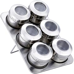 LUXUS GEW�RZDOSEN 7-TEILIG AUS EDELSTAHL, MAGNETISCH, 6 GEW�RZBEH�LTER MIT STREUER UND SICHTFENSTER UND 1 GEW�RZBOAR