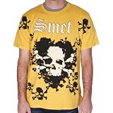 SMETChristianAudigierEdHardyMessyMensSplatteredSkullT-ShirtShirtTeeTopYello