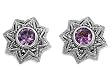 Earrings with Amethyst CZ, Marcasite, and Sterling Silver - 18mm