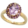 10k Gold Ladies' Oval Stone Ring, w/ 2.00 Carats Oval Cut (9x7mm) & Brilliant Cut Amethyst Stones, 1/2 in. (13mm) wide