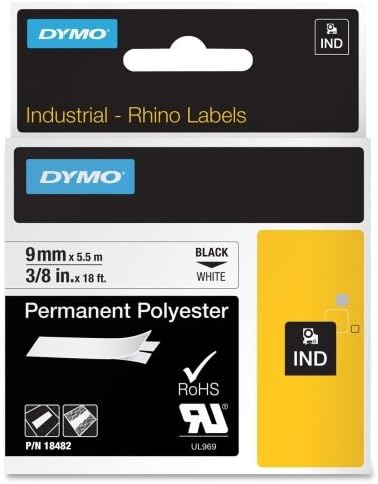 Wholesale CASE of 10 - Dymo Rhino Permanent Poly Labels-Label, Industrial, Perm Poly, 3/8"x18', White