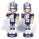 NFL Football Team Mini Wooden Nutcracker Two-Piece Ornament Set - Dallas Cowboys