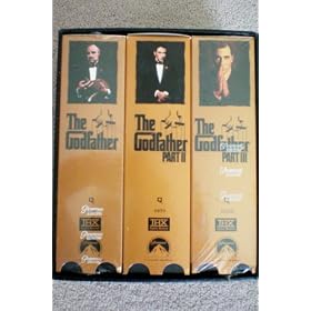 25th Anniversary Edition -- The Godfather -- Digitally Mastered Under THS Supervision -- Part I, Part II, Part III -- Bonus Interviews with Francis Ford Coppola, Al Pacin, Talia Shire, Mario Puzo -- 6 VHS Tapes in Shelf Box