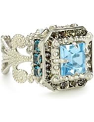 Sorrelli "Salt Water" Crystal Antique Silver-Tone Adjustable Ring