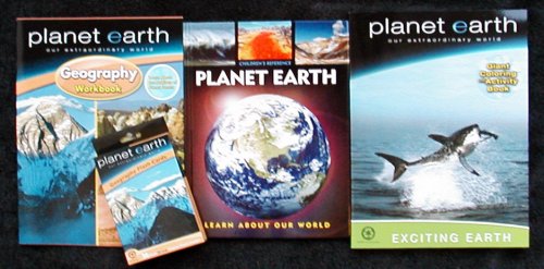 Childrens Toyshop  Toys : Set of 4 Planet Earth Geography Collection - Coloring Book - Quiz Book - Flash Cards - Textbook