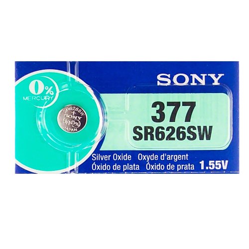 Sony 377 (SR626SW) 1.55V Silver Oxide 0%Hg Mercury Free Watch Battery (100 Batteries)