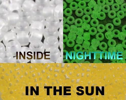 500 UV Yellow Color Changing Reactive Plastic Pony Beads - Also Glows in the Dark