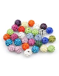 Jewelry: Yuan mutang 10mm 100pcs/Lot Mixed Color Clay Pave Disco Rhinestone Crystal Shamballa Beads - zjymt
