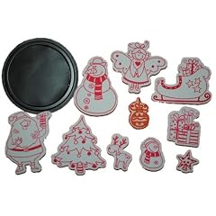 11 tlg. Set Stempel Weihnachten Figuren und Stempelkissen - Moosgummi Moosgummistempel Figuren Stempelspiel Kinder Kindergarten Stempelset auswaschbar abwaschbar Schule gro� Weihnachtsmotive Weihnachtsmann Engel Schneemann Geschenke Stern Elch