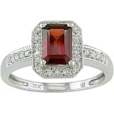 10K White Gold 1 8 ctw Diamond and Garnet Ring