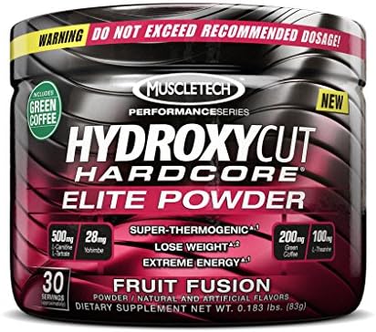 Hydroxycut Hardcore Elite by MuscleTech - Powerful Thermogenic Weight Loss Powder (30 Servings) (Fruit Fusion)