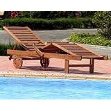 Premium Wood Outdoor Adjustable Patio Chaise Lounge