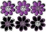 Purple Animal Print octi- petal Flowers Wall Stickers, Decals