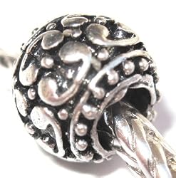 Murano Style Spacer Bead Fits Pandora Column Shaped Antique Silver Plated, 11mm (1)
