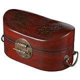 EXP Handmade Red Leather Shuang Xi Dragon & Phoenix Design 11" Storage/Gift Box