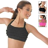 Balera Girls Dance Mesh Ruffle Black Camisole Bra Top 14-16