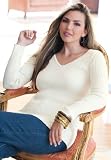 Jessica London Plus Size V-Neck Sweater in Ribbed Cotton
