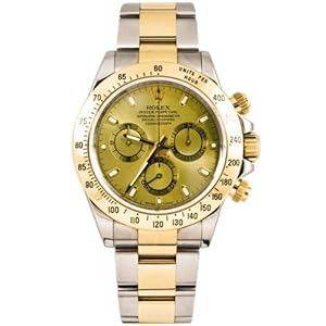 Rolex 40mm Stainless Steel & 18K Gold Daytona Model 116523 Champagne Stick Dial Inner Bezel Engraving Model