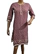 Tunic Dress Purple Printed Cotton Boho Kurta