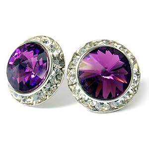 Amethyst Swarovski 20mm Crystal Stud Earrings Fashion Jewelry