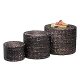  : Gaiam Versatile Rush Ottomans - Set of 3 - Dark Espresso Finish