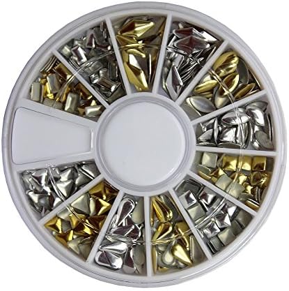 Colorlife 1 Wheel 3D Punk Design Nail Art Different Metallic Studs Gold & Silver Stud Wheel Manicure with Calendar Card