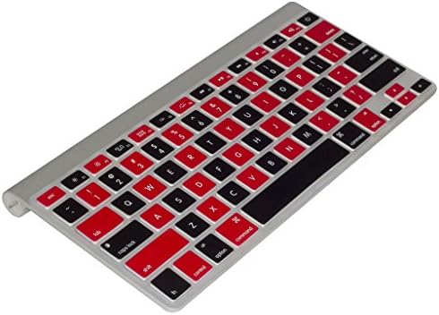 Luoful - Mosaic US Layout Keyboard Cover Silicone Skin for MacBook Pro 13" 15"17" (with or w/out Retina Display) iMac and MacBook Air 13" and iMac Wireless Keyboard - Red and Black Mosaic Checkered