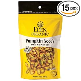 Eden Organic Pumpkin Seeds, Dry Roasted, 4-Ounce Resealable Bags (Pack of 15)