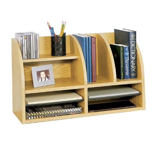 Safco Products Radius Front Eight Compartment Desktop, Medium Oak (9417MO) Safco Products Radius Front Eight Compartment Desktop, Medium Oak (9417MO)