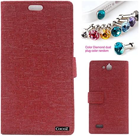 CocoZ® Huawei Honor Holly case, Beautiful Simple Gyrosigma Leather Wallet Type Flip Case Cover for Huawei Honor Holly (Red Gyrosigma)