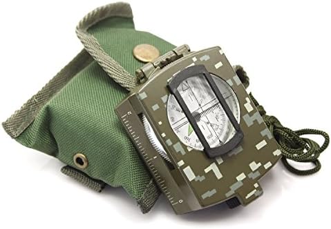 TeiLei Camouflage Multifunction Military Army Prismatic Sighting Compass, Waterproof Outdoor High Accuracy Luminous Compass with Pouch for Camping Hiking, Bicycling