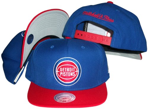 Detroit Pistons Blue/Red Two Tone Snapback Adjustable Plastic Snap Back Hat / Cap