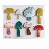 Tag Kitchen Mushroom Magnets, Assorted Colors and Shapes, Set of 8