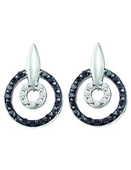 14K White Gold 0.63CT Black & White Round Diamond Circle Earring