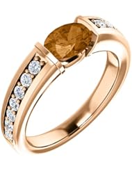 18K Rose Gold 7.00x5.00mm Oval Cut Bronze Tourmaline and Diamond Ring -- LIFETIME WARRANTY