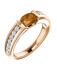 14K Rose Gold 7.00x5.00mm Oval Cut Bronze Tourmaline and Diamond Ring -- LIFETIME WARRANTY