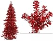 6' Pre-Lit Ruby Red Wide Cut Tinsel Artificial Christmas Tree - Red Lights