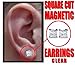 Magnetic C.Z Pair of Square Cut Earrings (Large 8mm) #6