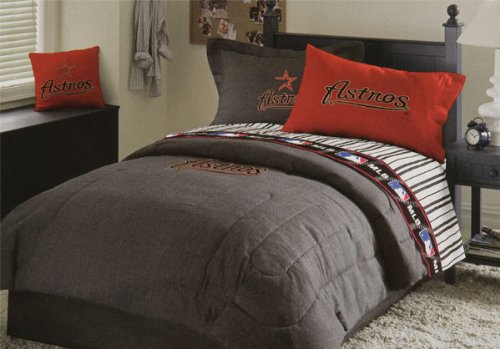 Houston Astros Black Denim Full Size Comforter and Sheet Set