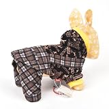 【全5色】ドッグウェア　テディ― / チワワ 犬服のトレーナー　秋冬服　犬のカバーオール　超人気のチェック柄　ブラウン（8107） (XLサイズ（首回り42cm * 着丈38cm * 胴回し53cm)8107-4)
