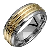 Amulya Titanium Ring with 14K Yellow Gold Center Design