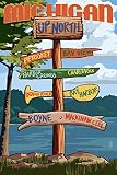 Up North, Michigan - Sign Destinations (9x12 Art Print, Wall Decor Travel Poster)