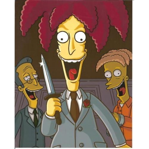 Sideshow Bob from The Simpsons holding knife laughing 8 x