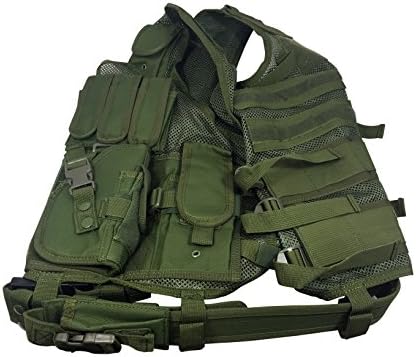 Modern Everyday Tactical Vest with Holster and Pouches Green