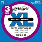 D'Addario EXL120-3D／3セットパック　ダダリオ エレキギター弦