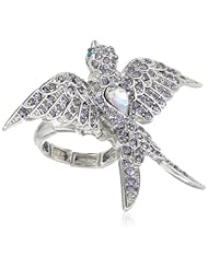 Betsey Johnson "Iconic Amethyst" Bird Stretch Ring, Size 7.5